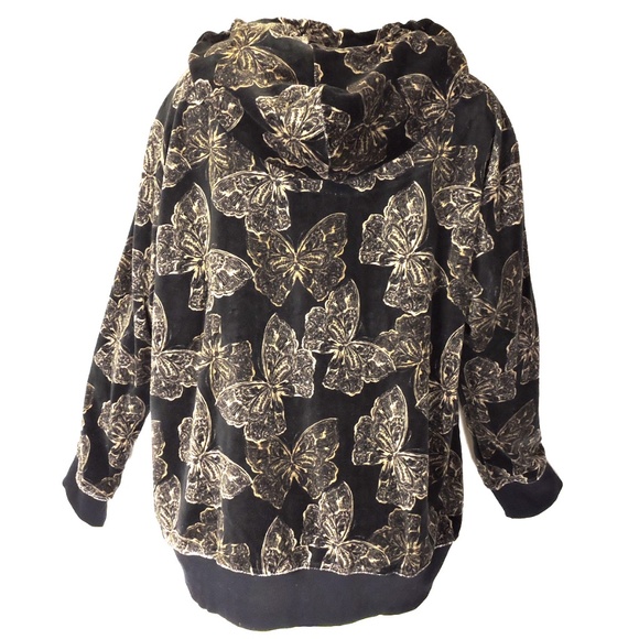 JOHNNY WAS ⚜ WOMEN'S BLACK COTTON VELVET HUDED JACKET - Picture 4 of 6